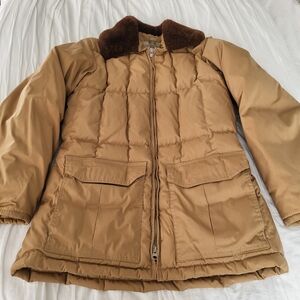 Vintage Holubar Boulder USA Down Zip Puffer Jacket Coat With Faux Fur Collar